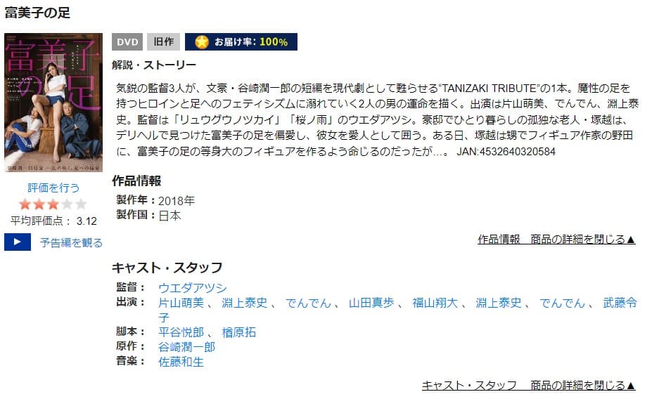 TSUTAYA DISCAS　富美子の足