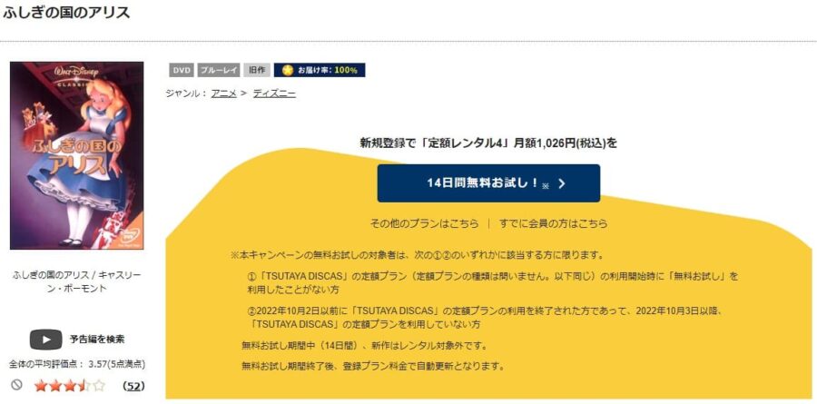 TSUTAYA DISCAS　ふしぎの国のアリス
