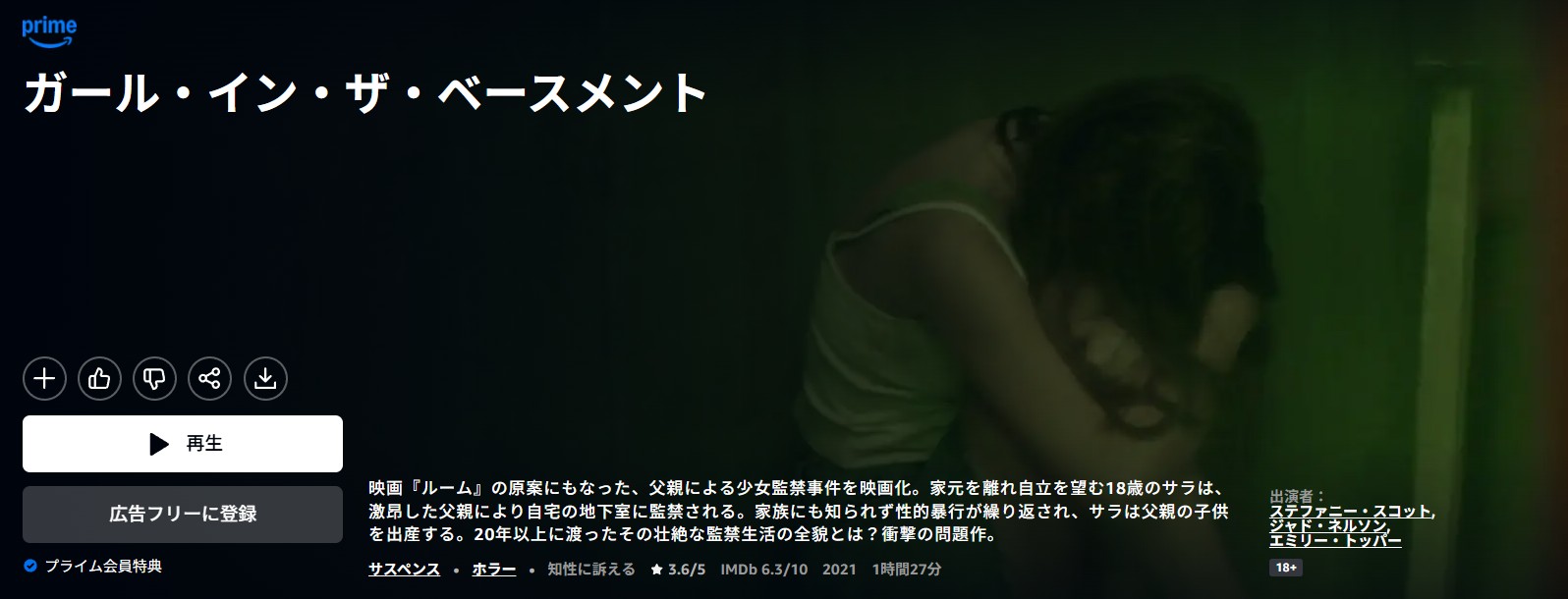 Amazonプライムのガール・イン・ザ・ベースメント配信画像