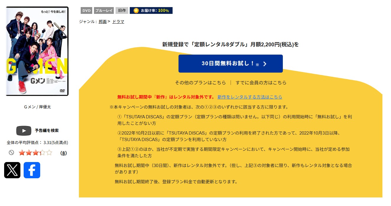 TSUTAYA DISCASのＧメン