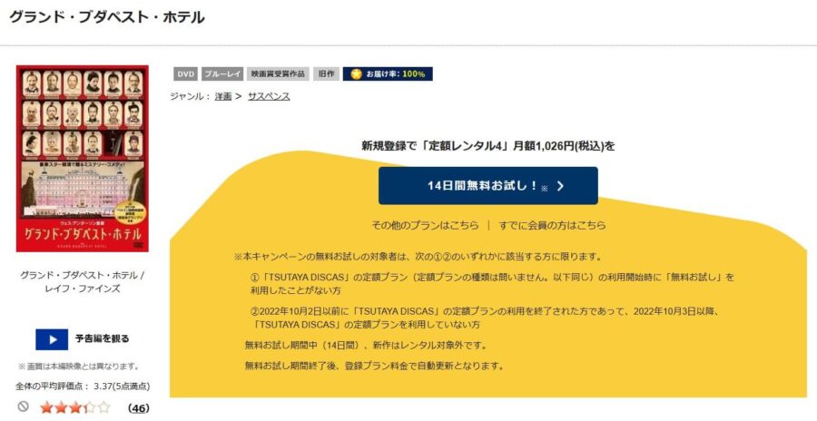 TSUTAYA DISCAS　グランド・ブダペスト・ホテル