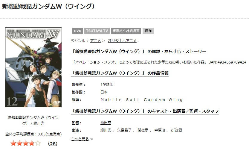 TSUTAYA DISCAS　新機動戦記ガンダムW