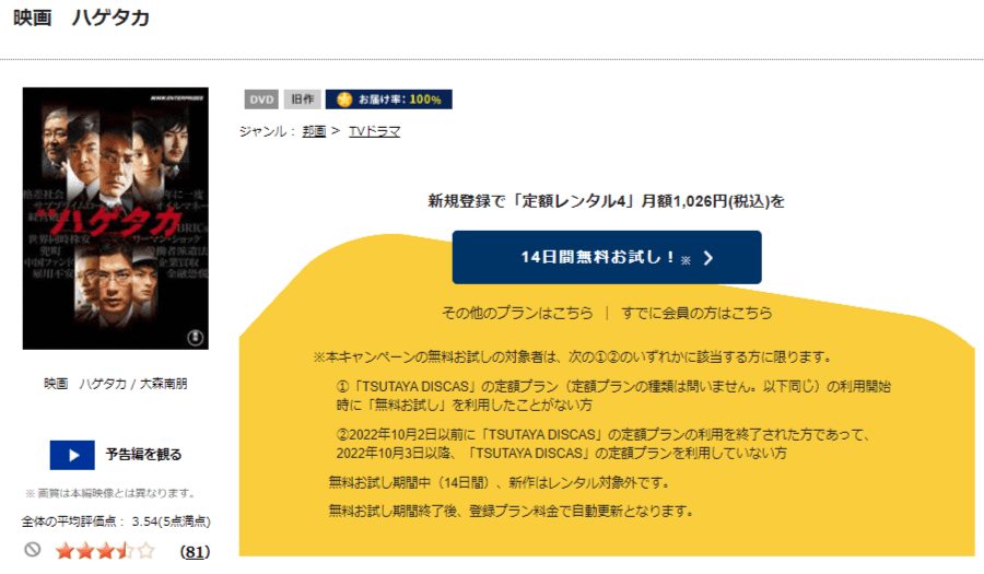 TSUTAYA DISCAS　劇場版 ハゲタカ