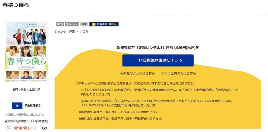 TSUTAYA DISCAS 春待つ僕ら