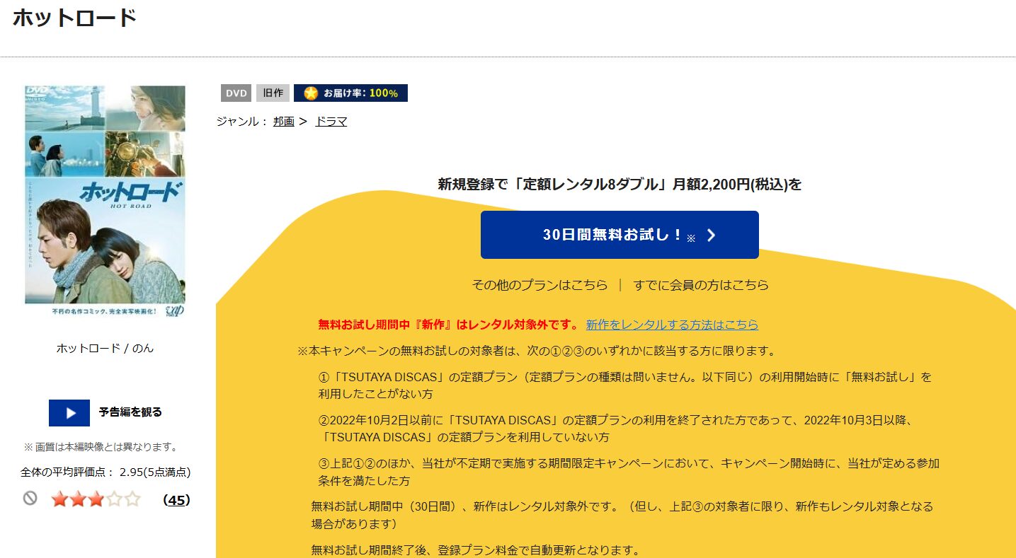 TSUTAYA DISCAS　ホットロード