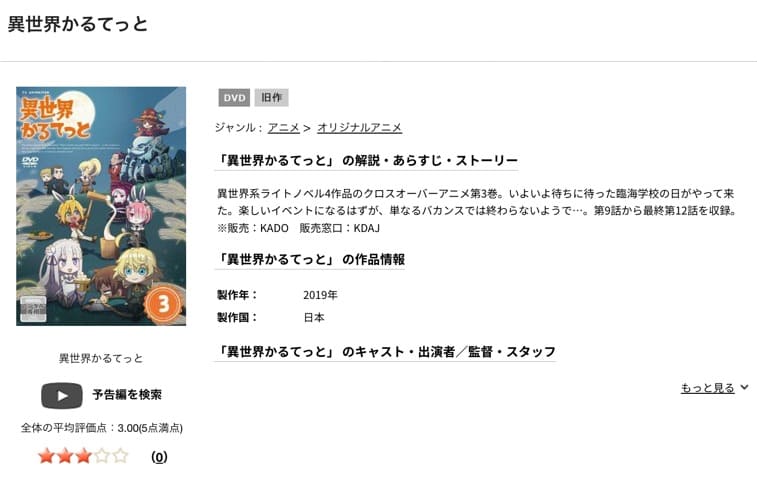 TSUTAYA DISCAS 異世界かるてっと(1期)