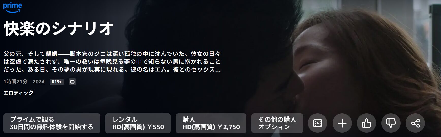 Amazonプライムの快楽のシナリオ配信画像