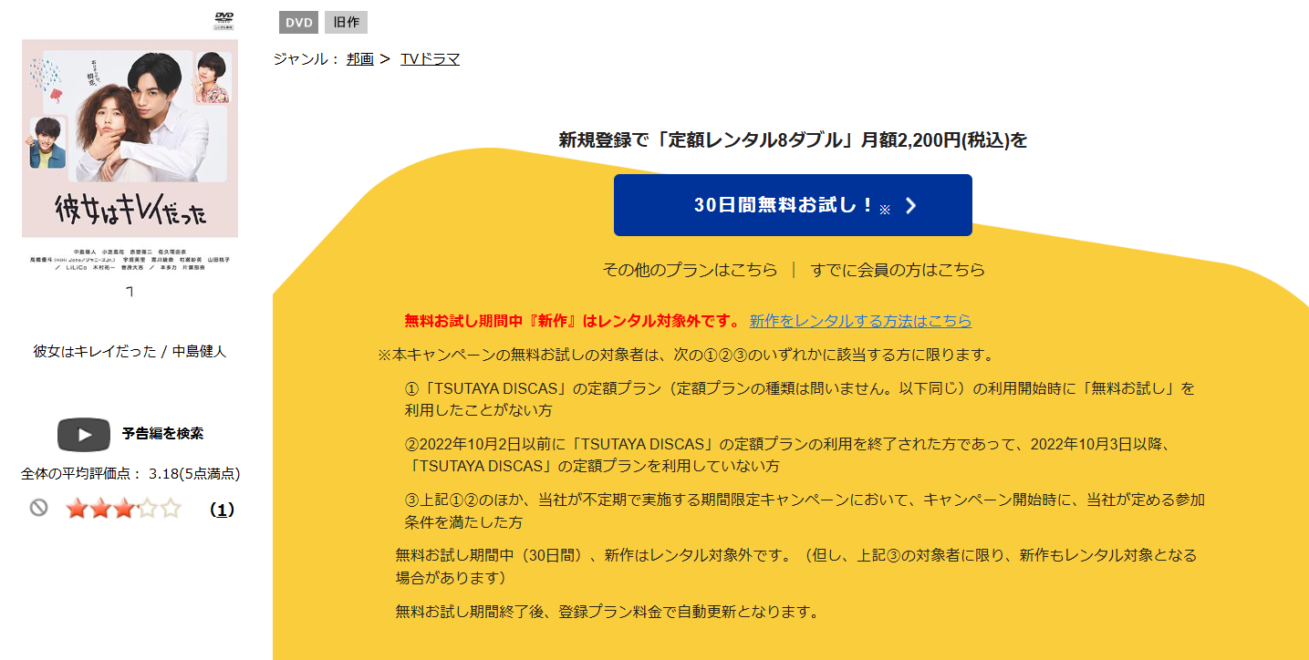 TSUTAYA DISCAS　彼女はキレイだった