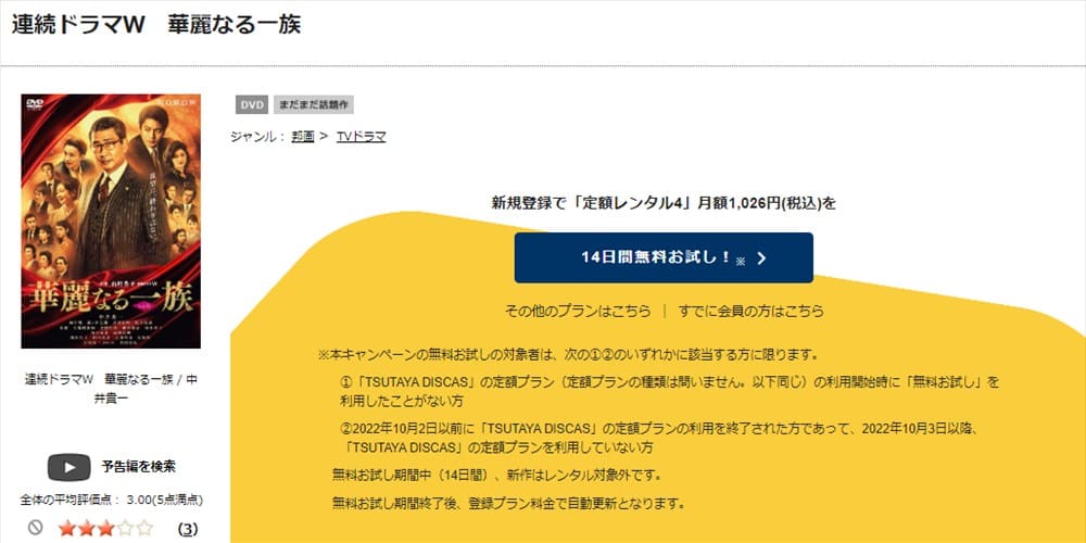 TSUTAYA DISCAS 華麗なる一族(中井貴一)