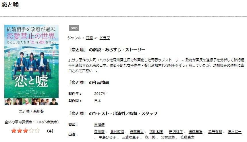 TSUTAYA DISCAS　恋と嘘（実写）