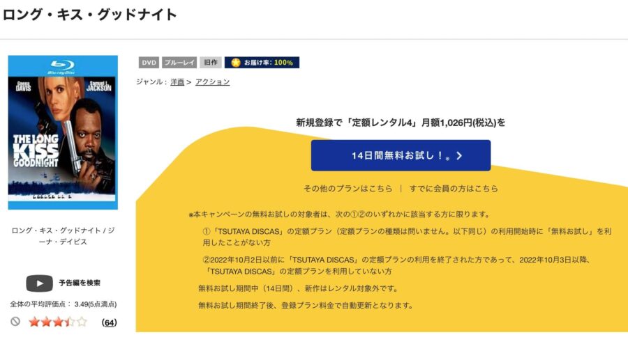 TSUTAYA DISCAS　ロング・キス・グッドナイト