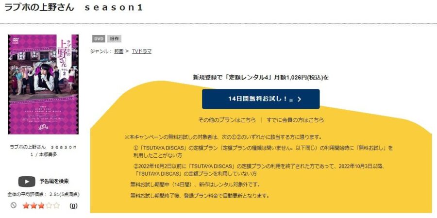 TSUTAYA DISCAS　ラブホの上野さん