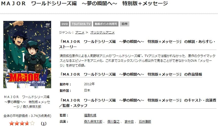 TSUTAYA DISCAS　メジャー メッセージ（OVA）