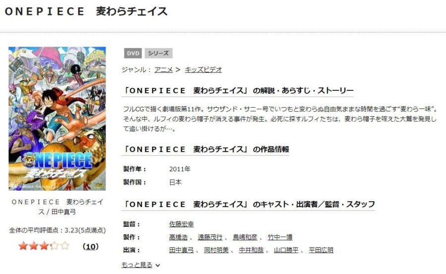 TSUTAYA DISCAS　ワンピース 3D 麦わらチェイス