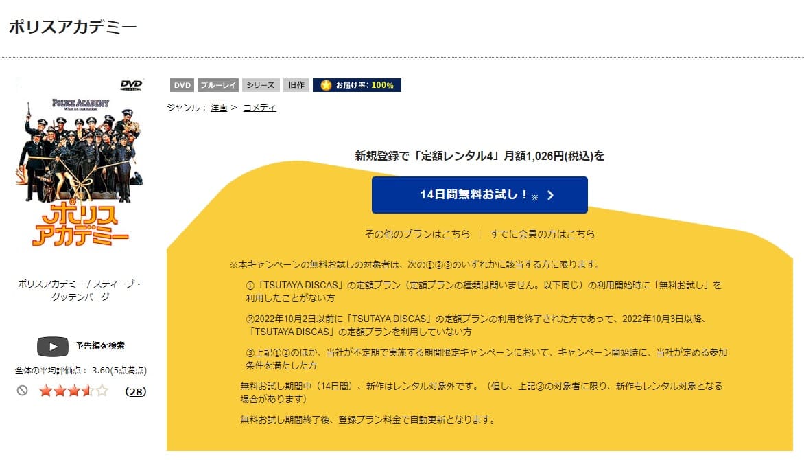 TSUTAYA DISCAS　ポリス・アカデミー