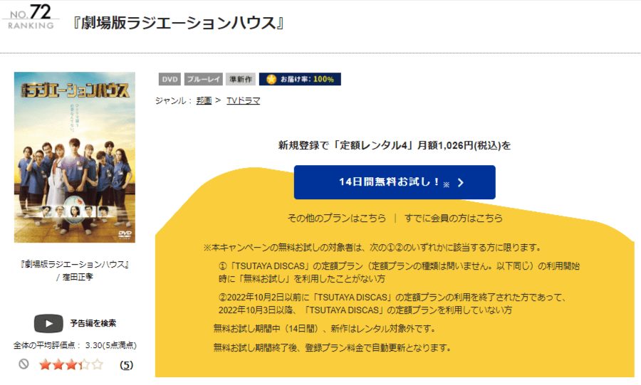 TSUTAYA DISCAS　劇場版ラジエーションハウス