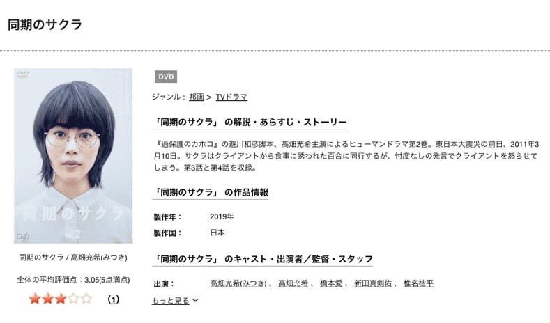 TSUTAYA DISCAS 同期のサクラ