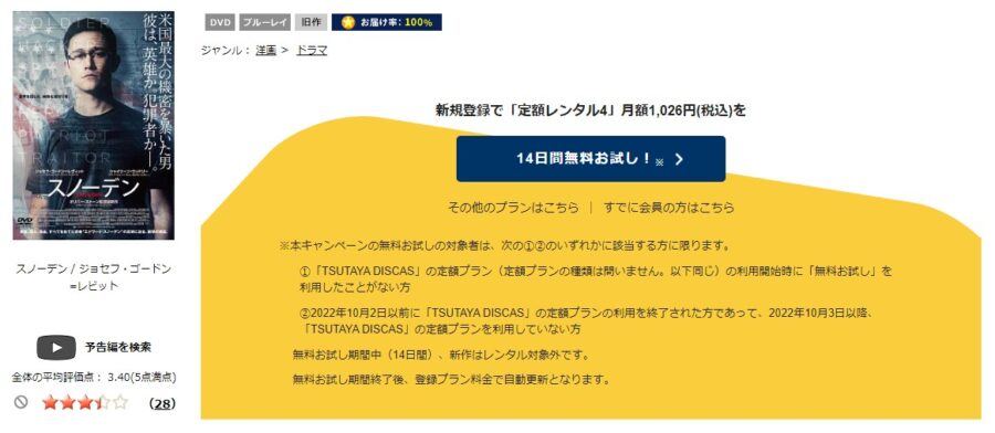 TSUTAYA DISCAS　スノーデン