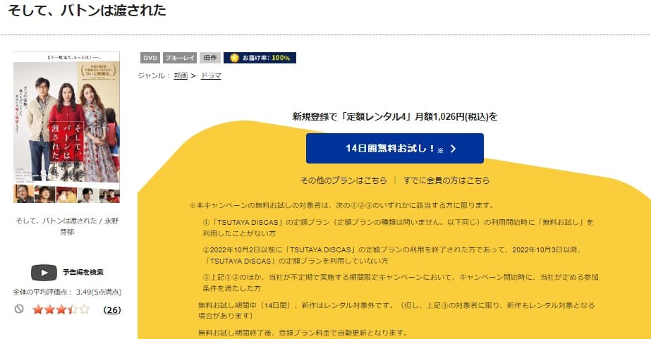 TSUTAYA DISCAS　そして、バトンは渡された