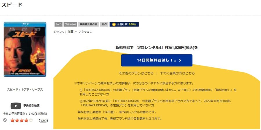 TSUTAYA DISCAS　スピード
