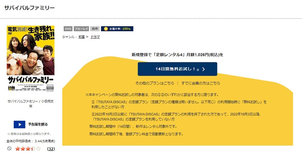 TSUTAYA DISCAS　サバイバルファミリー
