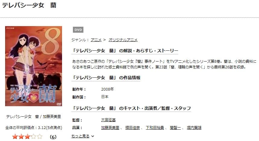 TSUTAYA DISCAS　テレパシー少女 蘭