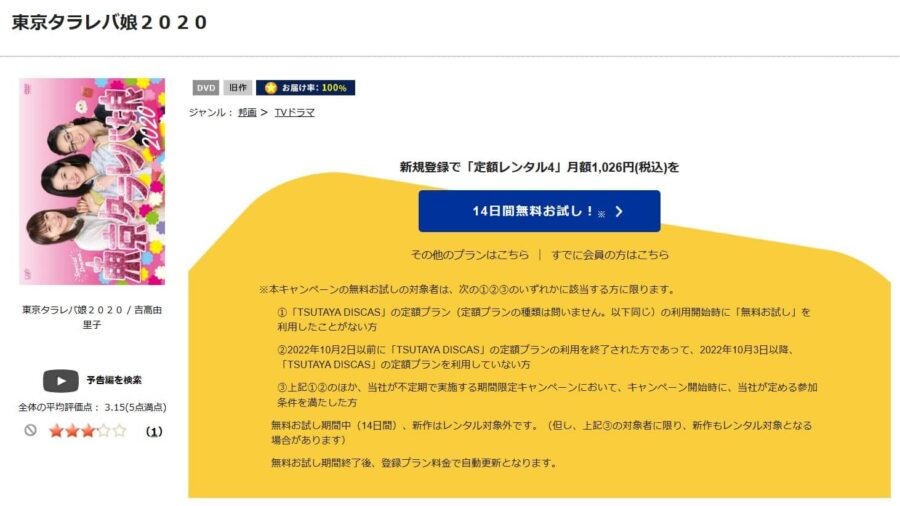 TSUTAYA DISCAS　東京タラレバ娘2020