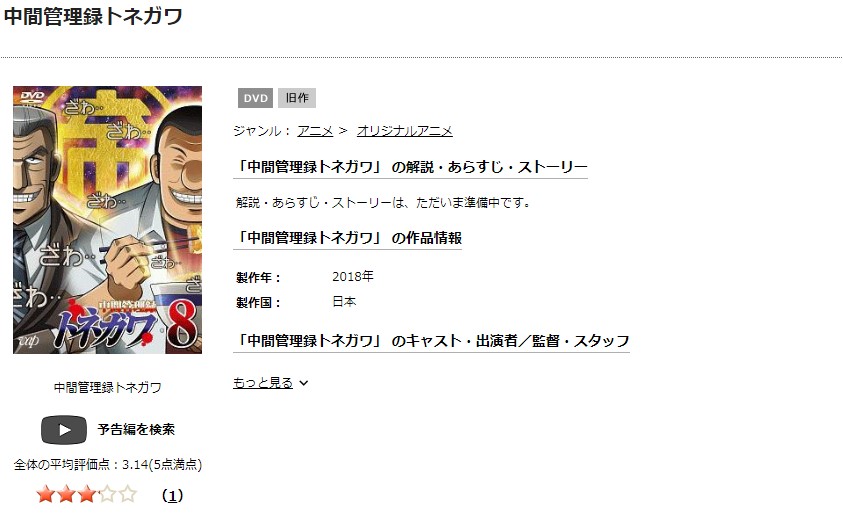 TSUTAYA DISCAS　中間管理録 トネガワ