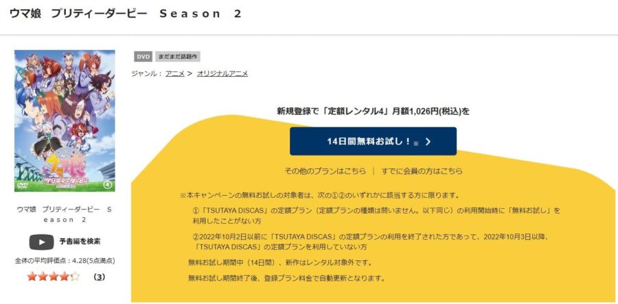TSUTAYA DISCAS　ウマ娘 プリティーダービー2期