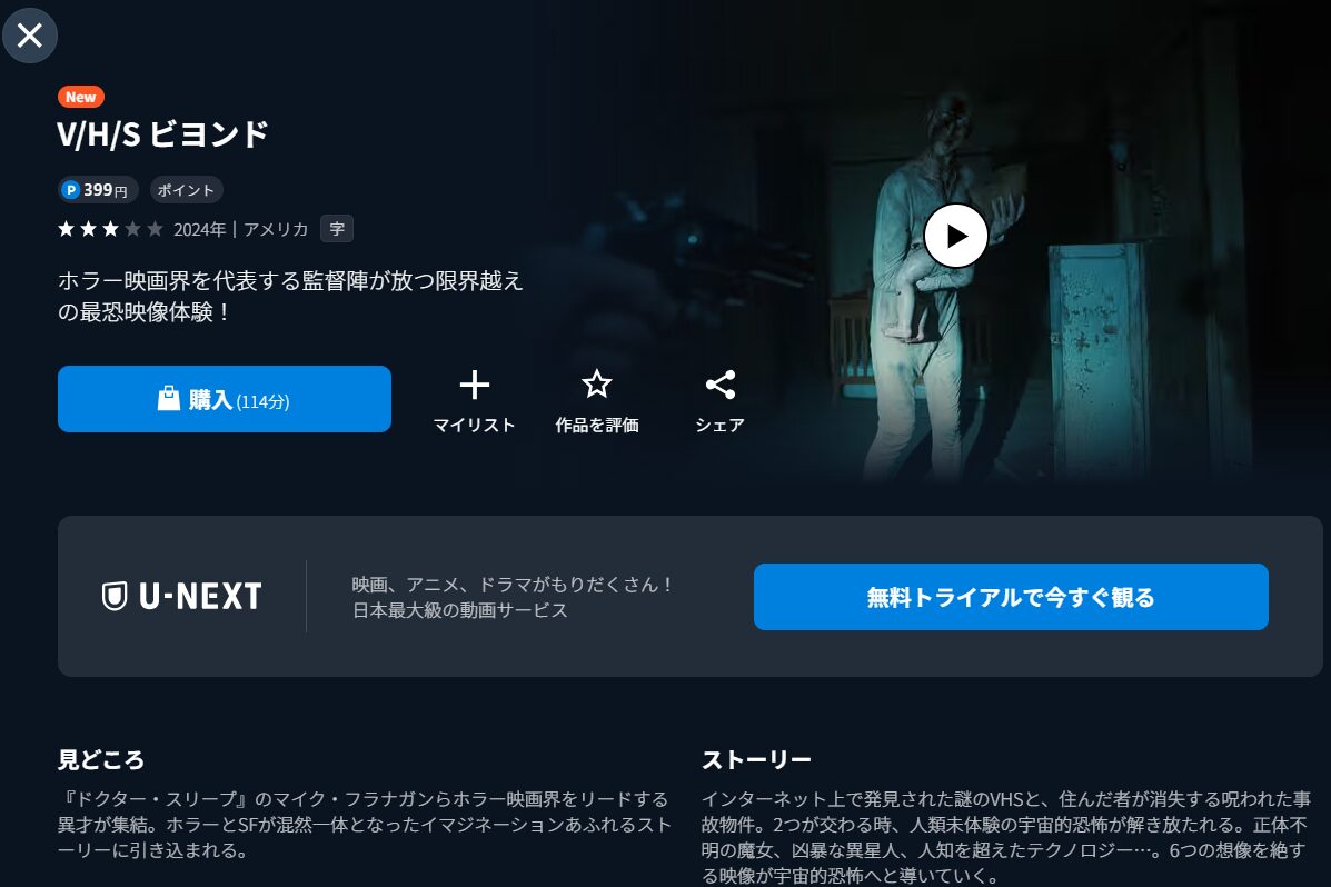 U-NEXTのV/H/S ビヨンド配信画像