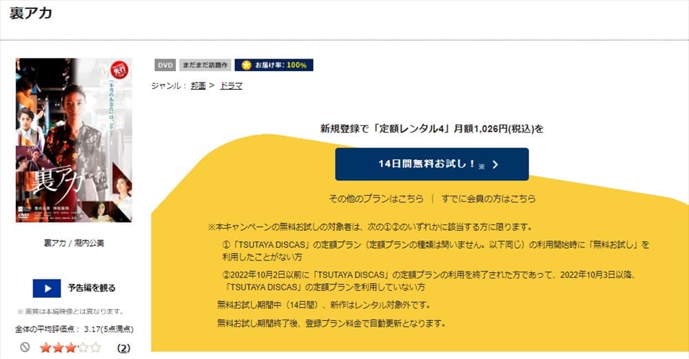 TSUTAYA DISCAS　裏アカ
