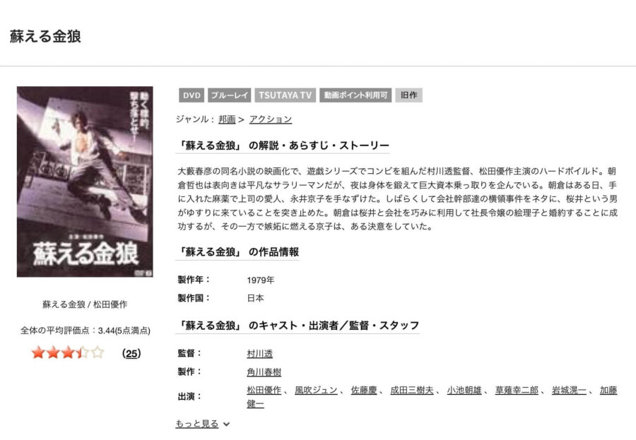 TSUTAYA DISCAS　蘇える金狼