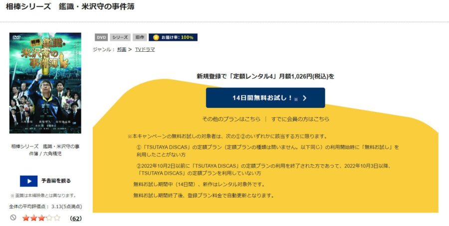 TSUTAYA DISCAS　相棒シリーズ 鑑識・米沢守の事件簿