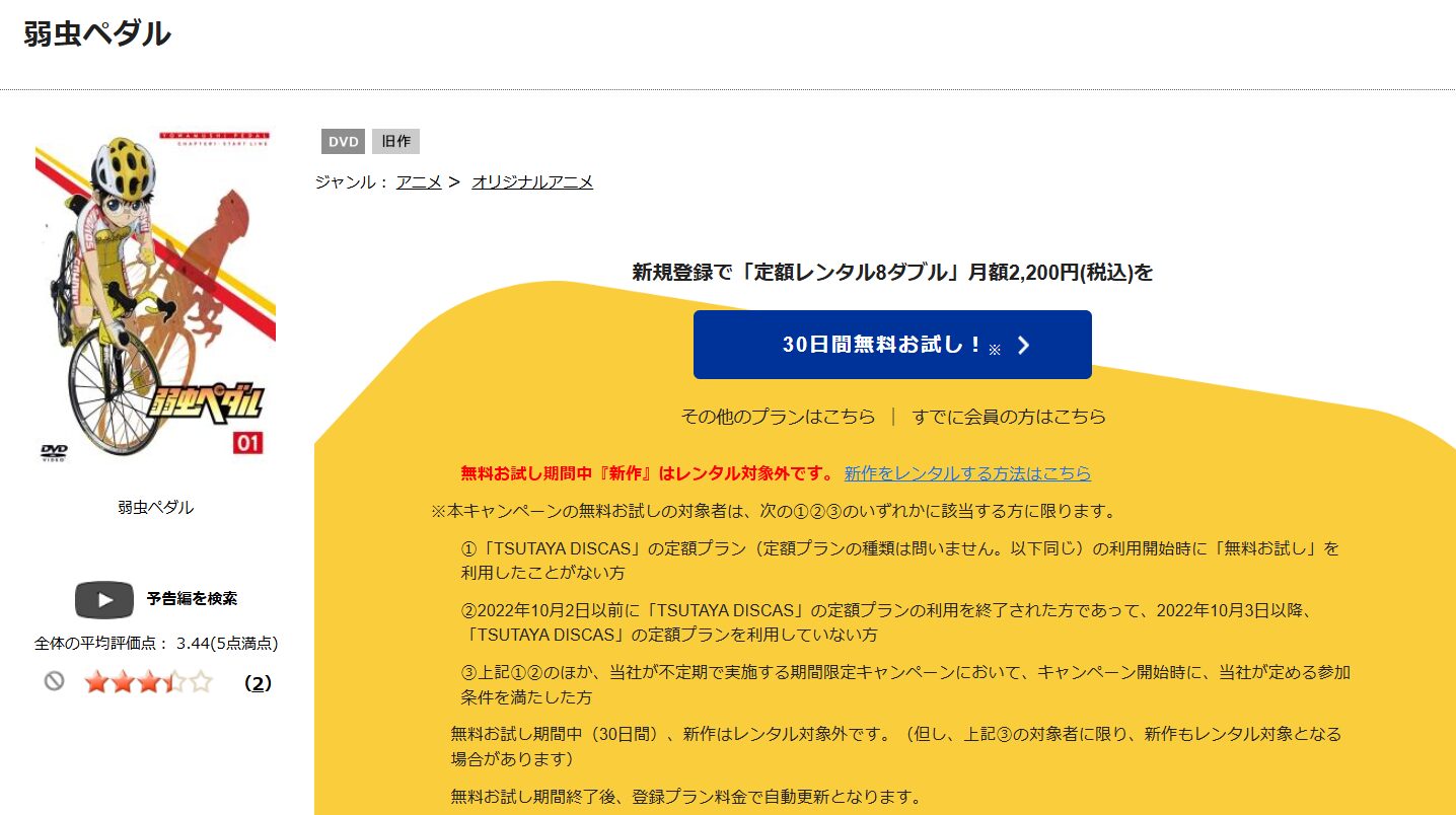 TSUTAYA DISCAS　弱虫ペダル（1期）