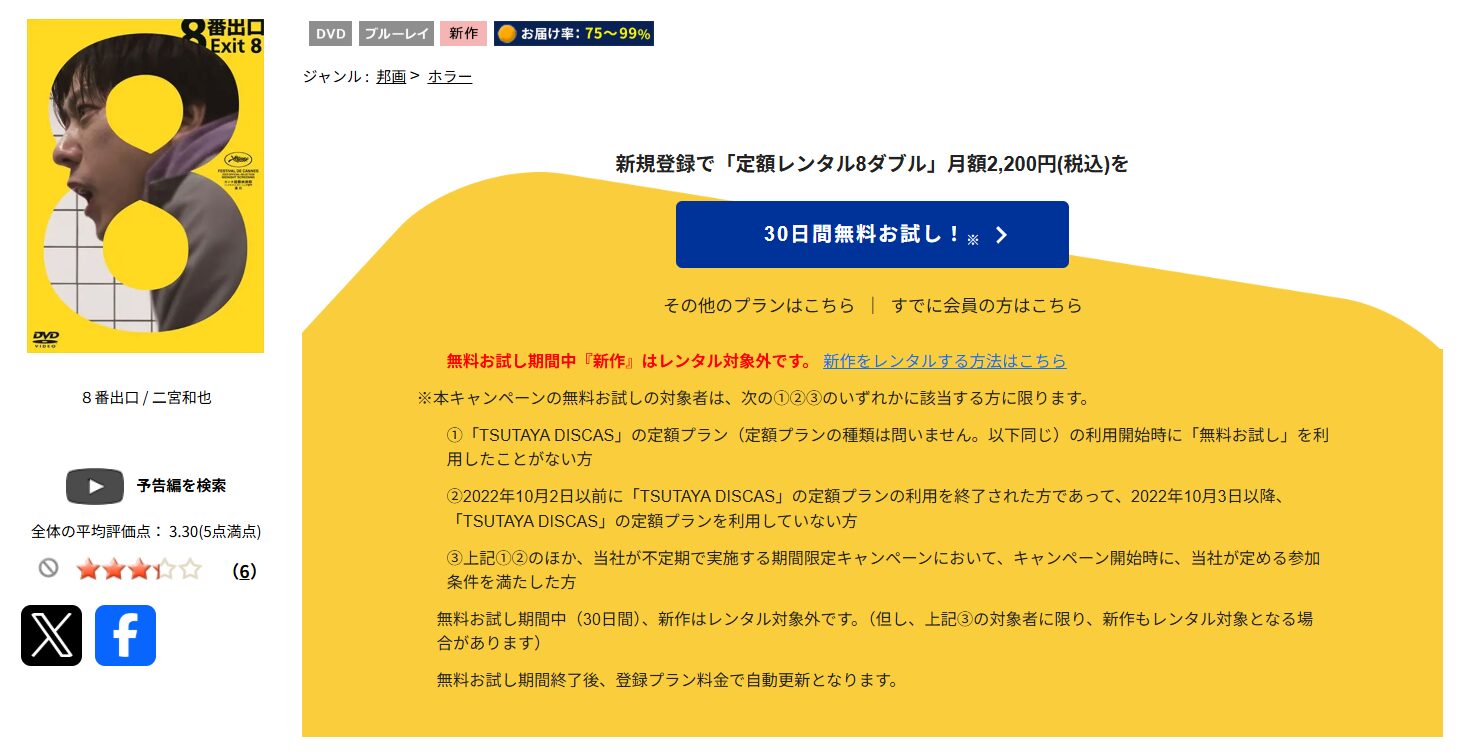 TSUTAYA DISCASの8番出口