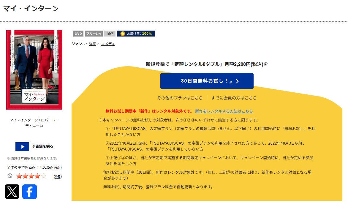 TSUTAYA DISCASのマイ・インターン