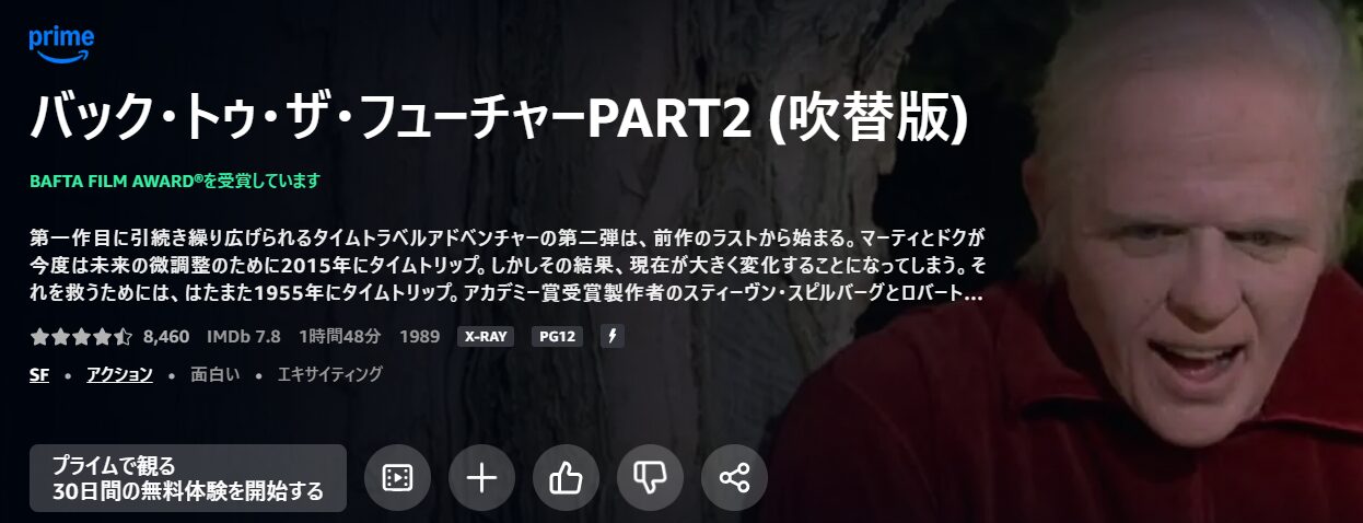 Amazonプライムのバック・トゥ・ザ・フューチャー PART2配信画像