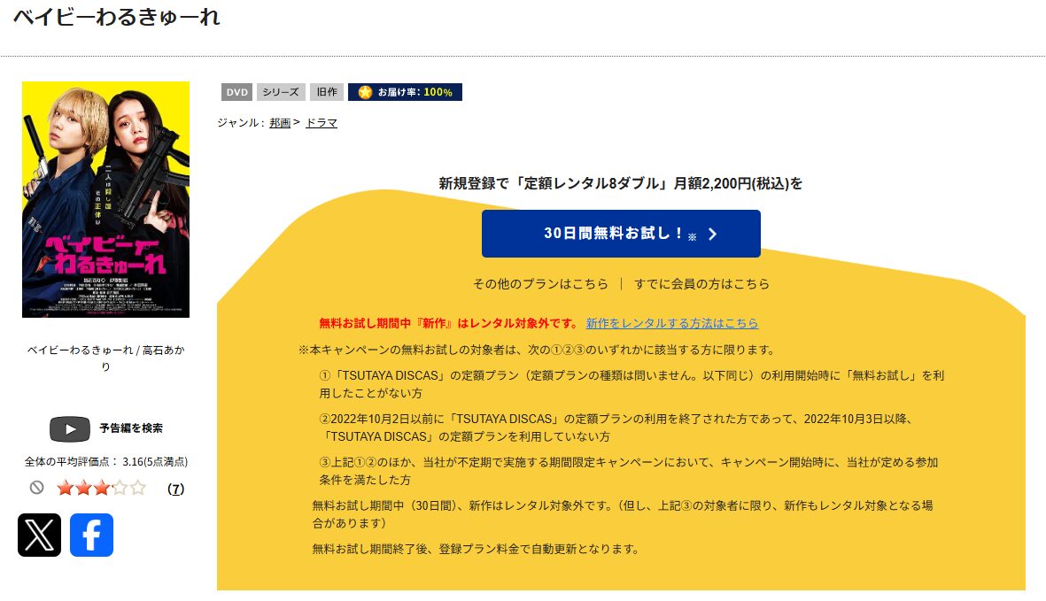 TSUTAYA DISCASのベイビーわるきゅーれ