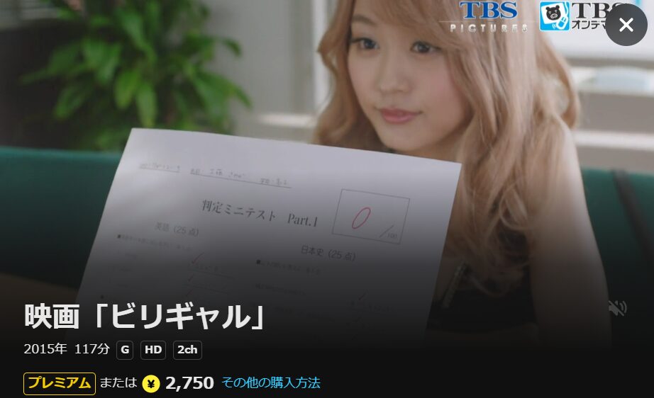 DMM TVのビリギャル配信画像