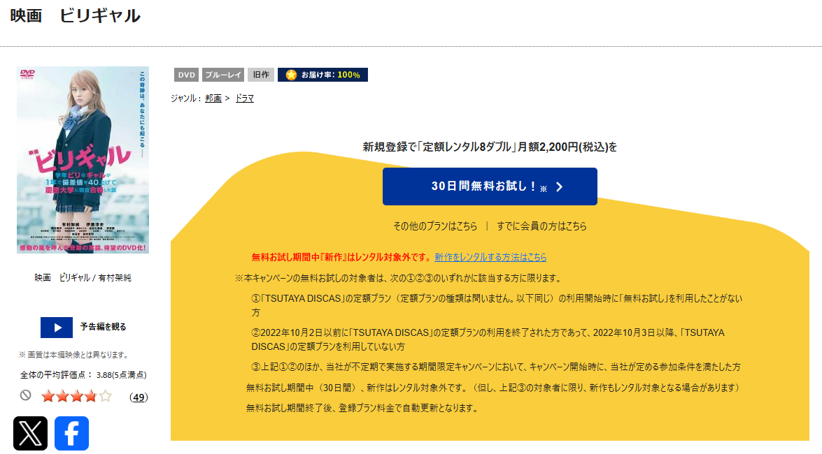 TSUTAYA DISCASのビリギャル