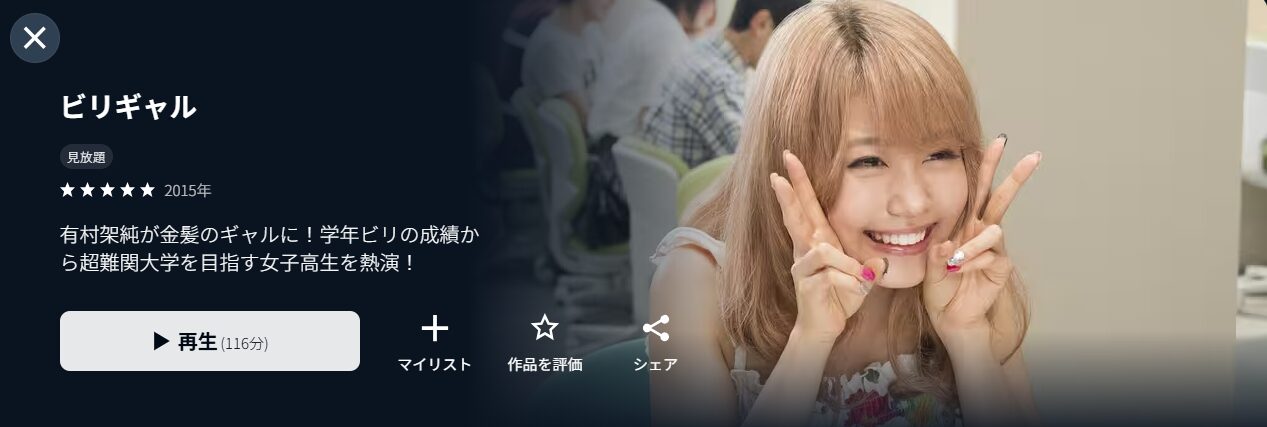 U-NEXTのビリギャル配信画像