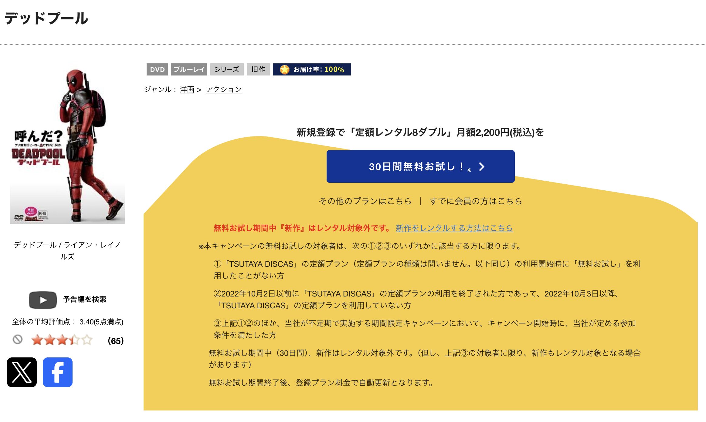 TSUTAYA DISCASのデッドプール