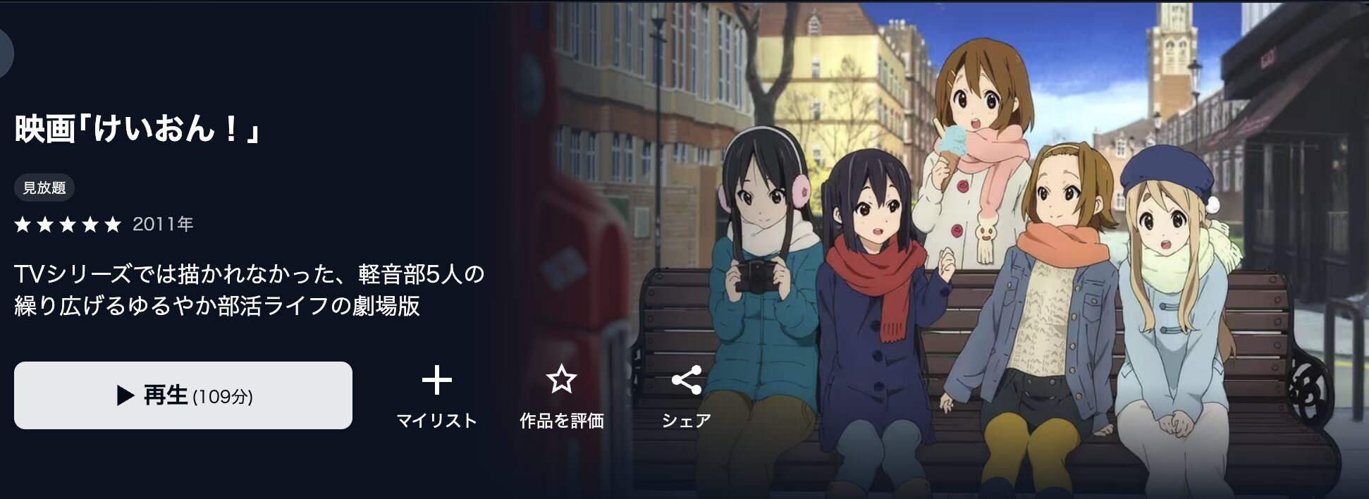 U-NEXTの劇場版 けいおん！配信画像