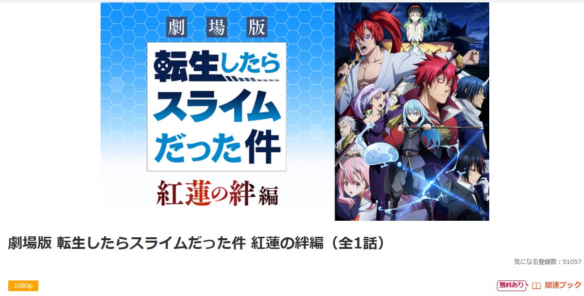dアニメストアの劇場版 転生したらスライムだった件 紅蓮の絆編配信画像