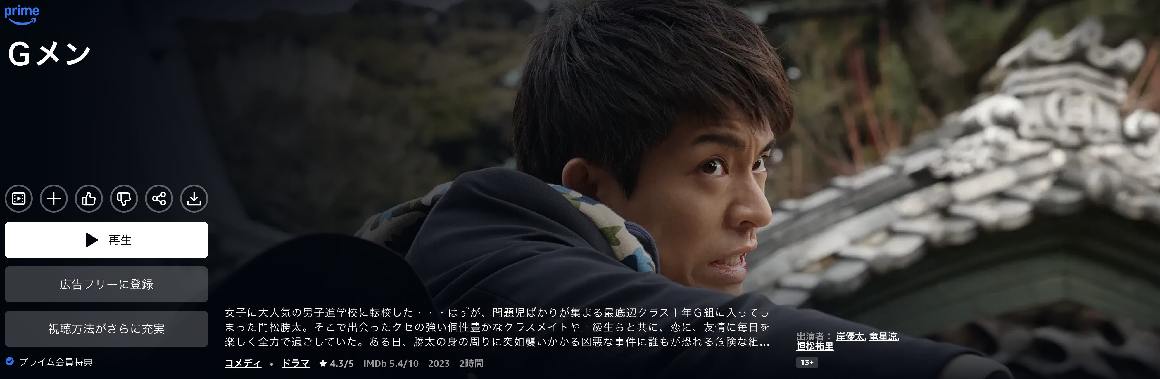 AmazonプライムのＧメン配信画像