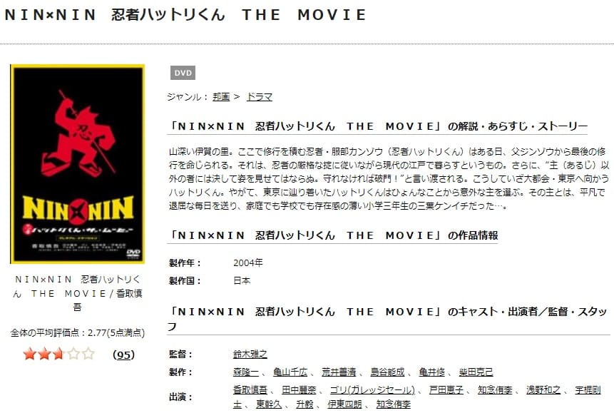 TSUTAYA DISCAS NIN×NIN 忍者ハットリくん THE MOVIE
