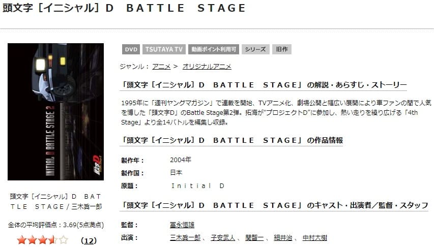 TSUTAYA DISCAS　頭文字[イニシャル]D Battle Stage