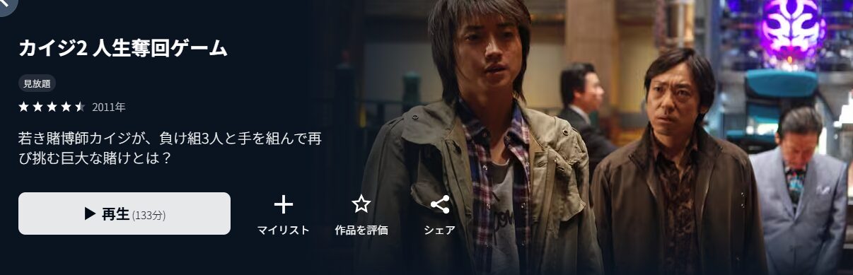 U-NEXTのカイジ2 人生奪回ゲーム配信画像