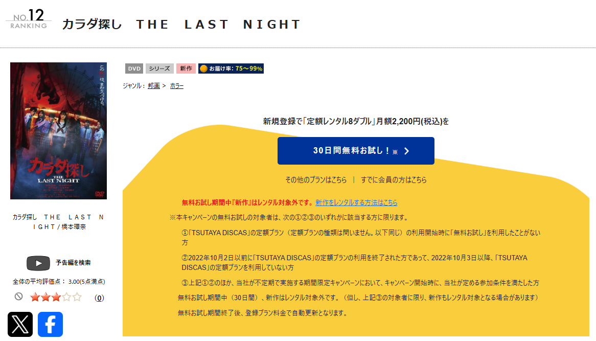 TSUTAYA DISCASのカラダ探し2 THE LAST NIGHT