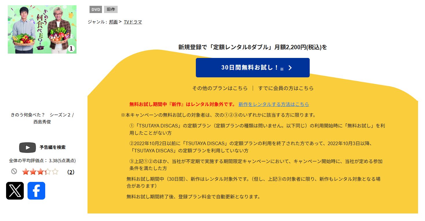 TSUTAYA DISCASのきのう何食べた?(シーズン2)